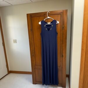 Michael Kors Navy Blue Sleeveless Maxi Dress 19in pit L-57-58in MED #easter